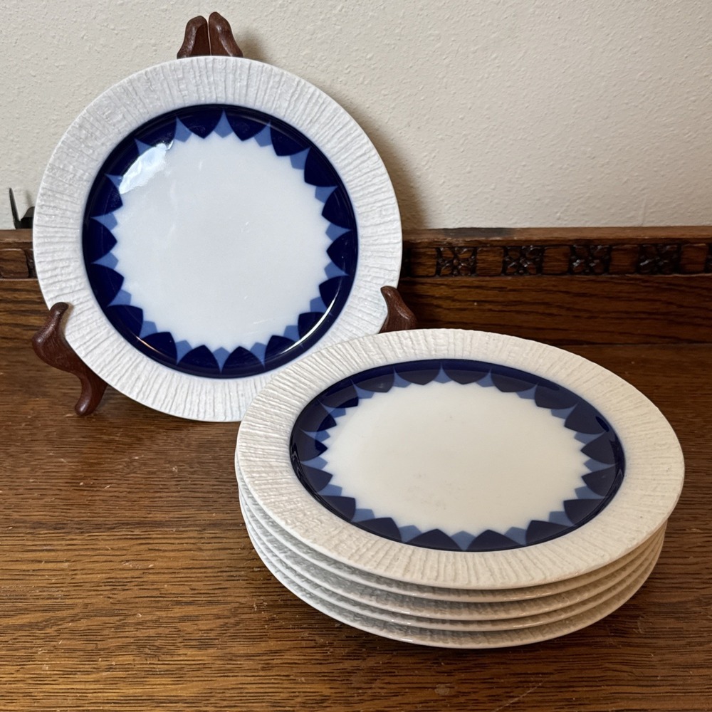 SET OF 6 RARE MCM ARCTA BLUE THOMAS GERMANY SALAD/DESSERT PLATES ROSENTHAL 7.5"